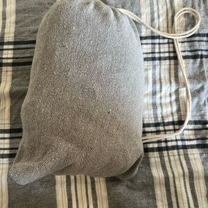 Gray Knit Drawstring Bag